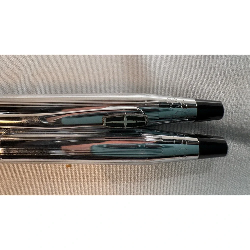 Cross Chrome Ballpoint Pen Mechanical Pencil Set USA Made Vintage